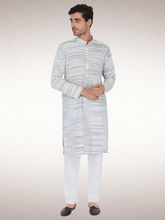 Traditional Khadi Kurta Off-White Blended with Blue Colour